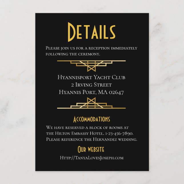 Informações Cartão de Casamento dos Detalhes Gatsy do Excelent (Frente)