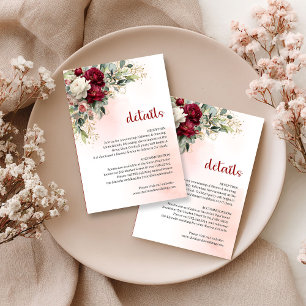 Informações Cartão de casamento flores clássicas em blush burg