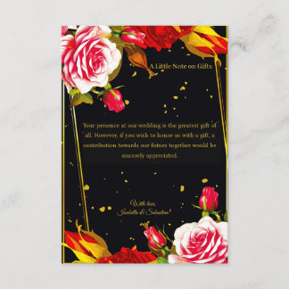 Informações Cartão de Casamento Preto e Dourado com Flores par