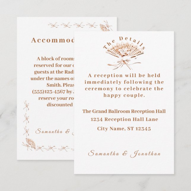 Informações Cartão de Casamento Vitoriano Tradicional (Frente/Verso)