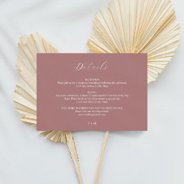 Informações Cartão de cerimônia de casamento Dusty rosa