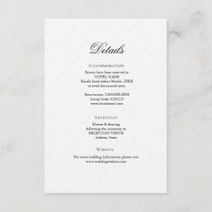 Informações Cartão de cerimônia de Detalhes do Casamento Elega