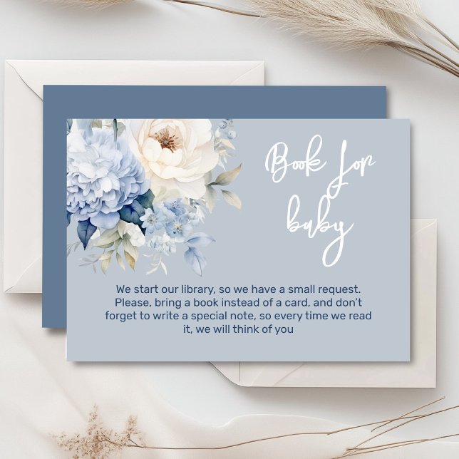 Informações Cartão de chá de fraldas floral azul e branco (Dusty blue and beige watercolor peonies floral baby shower invitation, gender neutral)