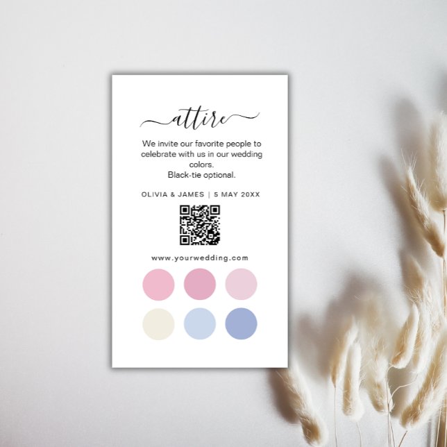 Informações Cartão de Código de Vestimenta para Casamento em R (Dusty Rose Wedding Attire Dress Code Card)