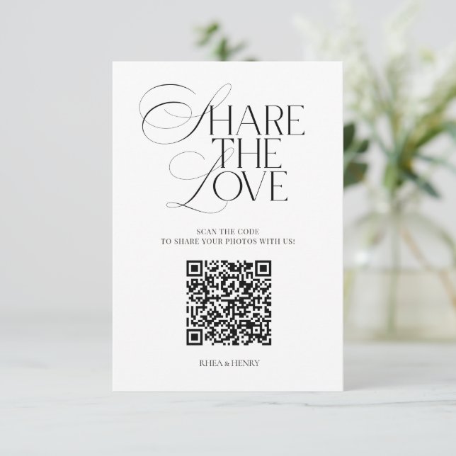 Informações Cartão de Código QR de Casamento Simples Compartil (Em pé/Frente)