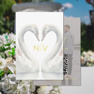 Informações Cartão de Código QR de RSVP de Casamento de Cisne