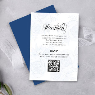 Informações Cartão de Código QR de RSVP de Recepção Floral Azu