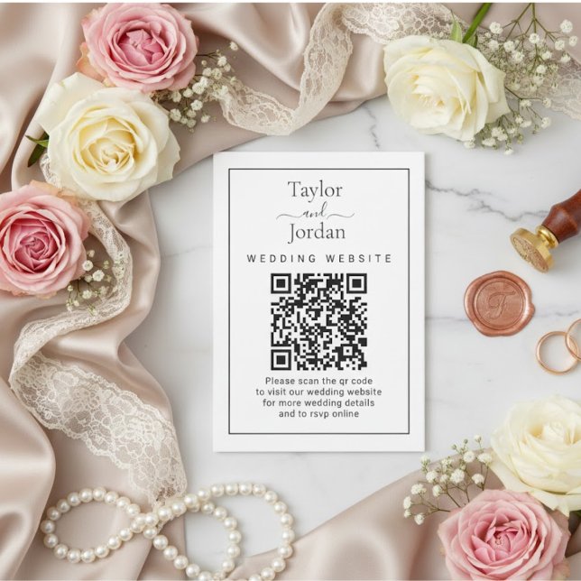 Informações Cartão de Código QR para Site de Casamento Minimal (Criador carregado)