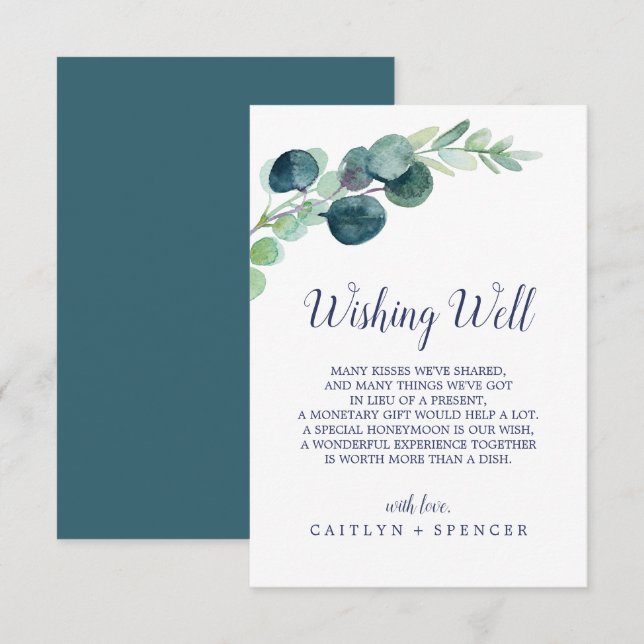 Informações Cartão de Desejo de Casamento Verde (Frente/Verso)
