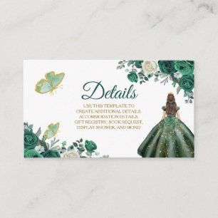 Informações Cartão de detalhe de Quinceañera Verde Esmeralda