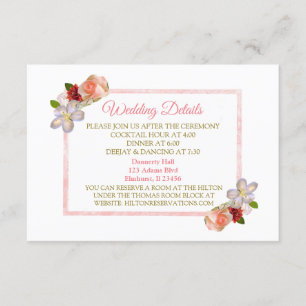 Informações Cartão de detalhe Dourado cor-de-rosa do casament