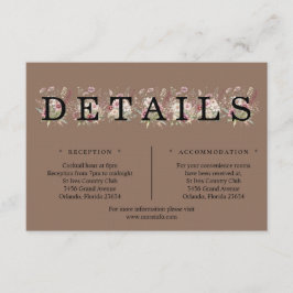 Informações Cartão de Detalhes da Primavera Floral Castanho Se