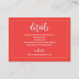 Informações Cartão de Detalhes de Alojamento Rosa Escuro e Dou