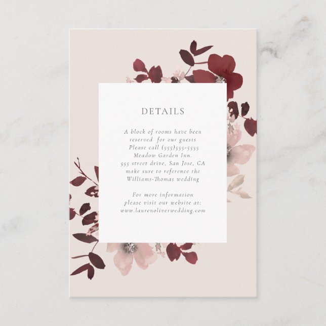 Informações Cartão de Detalhes de Amor de Jardim (Frente)