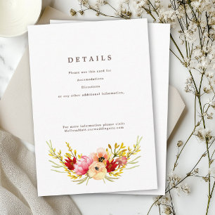 Informações Cartão de Detalhes de Aquarela de Flores Silvestre