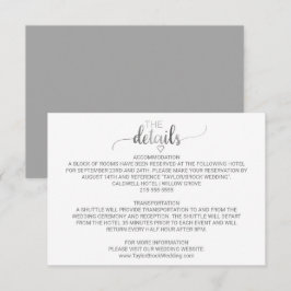 Informações Cartão de Detalhes de Caligrafia Simples em Folha 