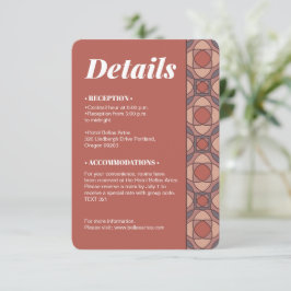 Informações Cartão de Detalhes de Casamento Art Déco Marsala e