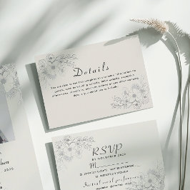 Informações Cartão de Detalhes de Casamento Azul Desbotado Vin