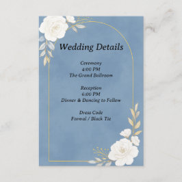 Informações Cartão de Detalhes de Casamento Azul Poeirento Ele