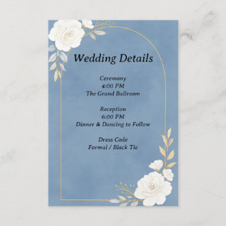 Informações Cartão de Detalhes de Casamento Azul Poeirento Ele