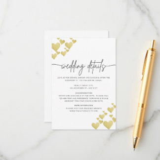 Informações Cartão de Detalhes de Casamento Batida do Coração