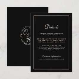 Informações Cartão de Detalhes de Casamento Black Tie Clássico