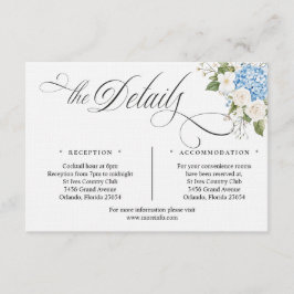 Informações Cartão de Detalhes de Casamento Blue Hygrangea Scr