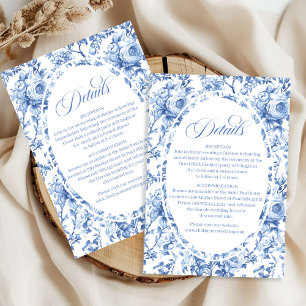 Informações Cartão de Detalhes de Casamento Blue Roses Floral 