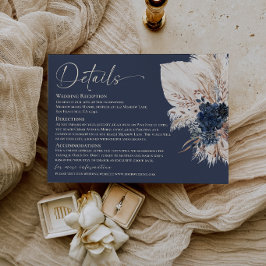 Informações Cartão de Detalhes de Casamento Boho Azul Naval de