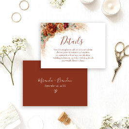 Informações Cartão de Detalhes de Casamento Boho com Caligrafi