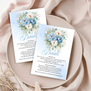 Informações Cartão de Detalhes de Casamento Boho Dusty Blue Pe