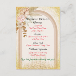 Informações Cartão de Detalhes de Casamento Boho Floral com Fa