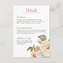Cartão de Detalhes de Casamento Botânico do Pomar