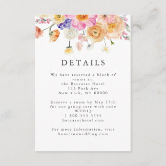 Informações Cartão de Detalhes de Casamento Botânico Floral Br