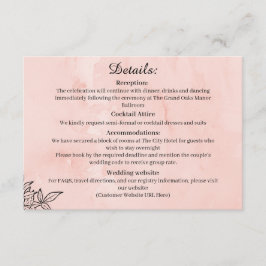 Informações Cartão de Detalhes de Casamento Botânico Pêssego