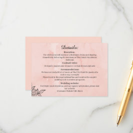 Informações Cartão de Detalhes de Casamento Botânico Pêssego