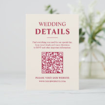 Cartão de Detalhes de Casamento Burgundy Minimalis