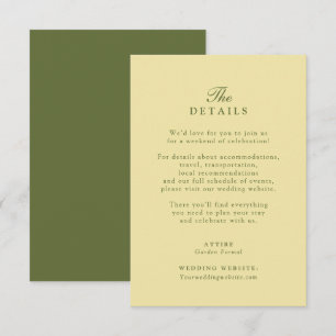 Informações Cartão de Detalhes de Casamento Butter Yellow Gard