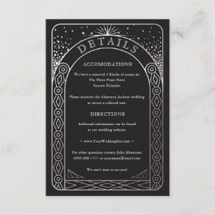 Informações Cartão de Detalhes de Casamento Celestial da União
