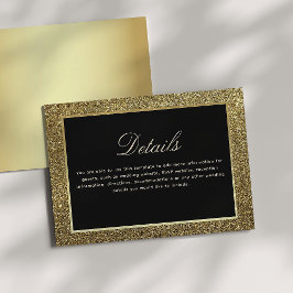 Informações Cartão de Detalhes de Casamento Chic Dourado e Pre