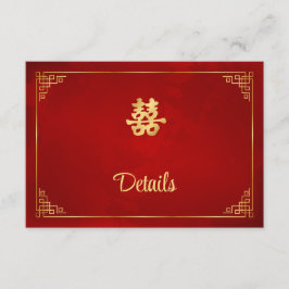 Informações Cartão de Detalhes de Casamento Chinês Vermelho