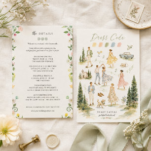 Informações Cartão de Detalhes de Casamento com Aquarela Capri