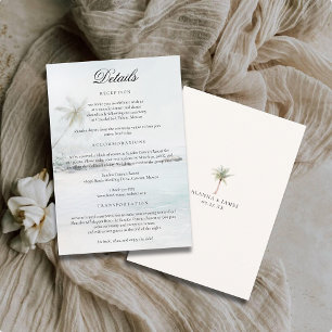 Informações Cartão de Detalhes de Casamento com Aquarela de Pr