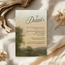 Cartão de Detalhes de Casamento com Arte de Paisag
