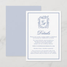 Cartão de Detalhes de Casamento com Brasão Floral 