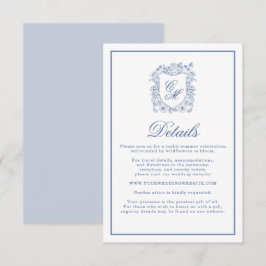 Informações Cartão de Detalhes de Casamento com Brasão Floral 