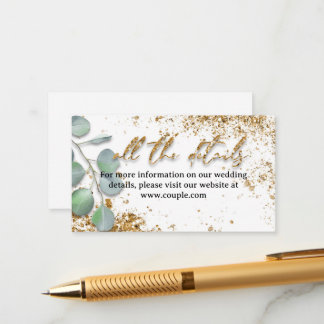 Informações Cartão de detalhes de casamento com brilho dourado