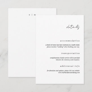 Informações Cartão de Detalhes de Casamento com Caligrafia Min