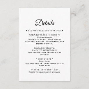 Informações Cartão de Detalhes de Casamento com Caligrafia Pre