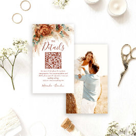 Informações Cartão de Detalhes de Casamento com Código QR Eleg